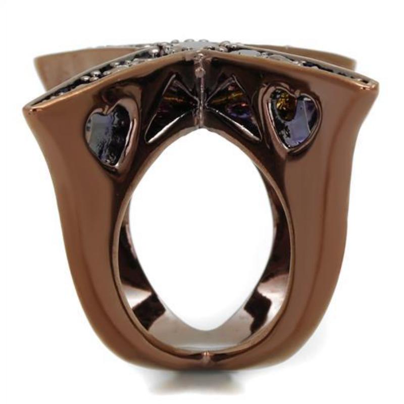 IP Coffee light Brass Ring with AAA Grade CZ in Light Coffee