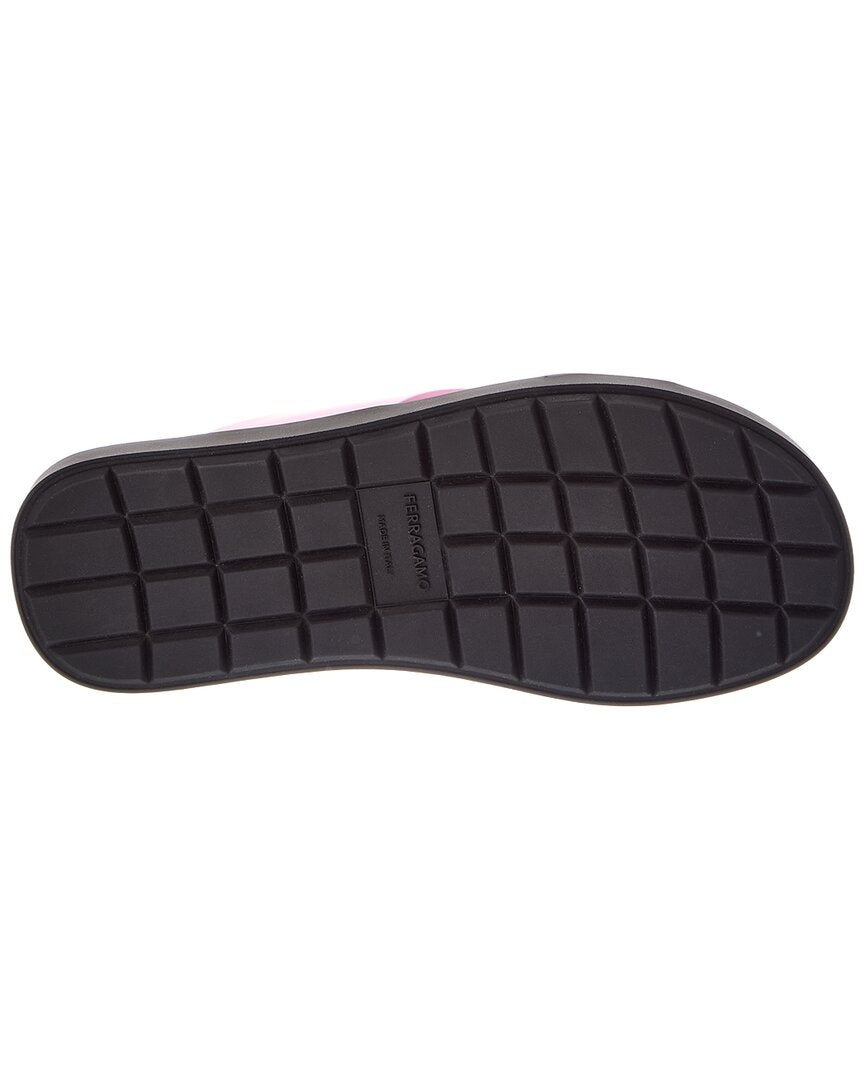 Ferragamo Fidal Leather Flat Sandal