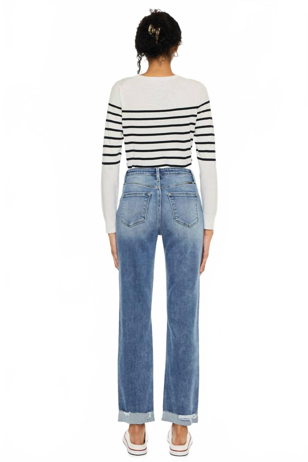Kiana High Rise Slim Straight Jeans In Blue