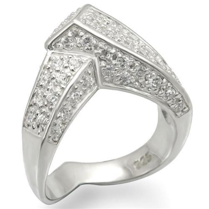 Silver 925 Sterling Silver Ring with AAA Grade CZ in Clear