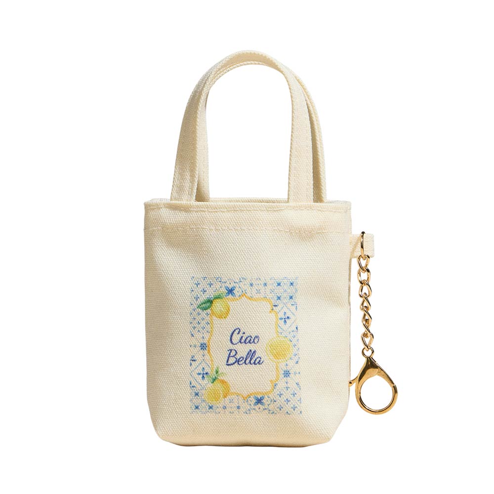 Ciao Bella Lemon Print Keychain Mini Tote Bag