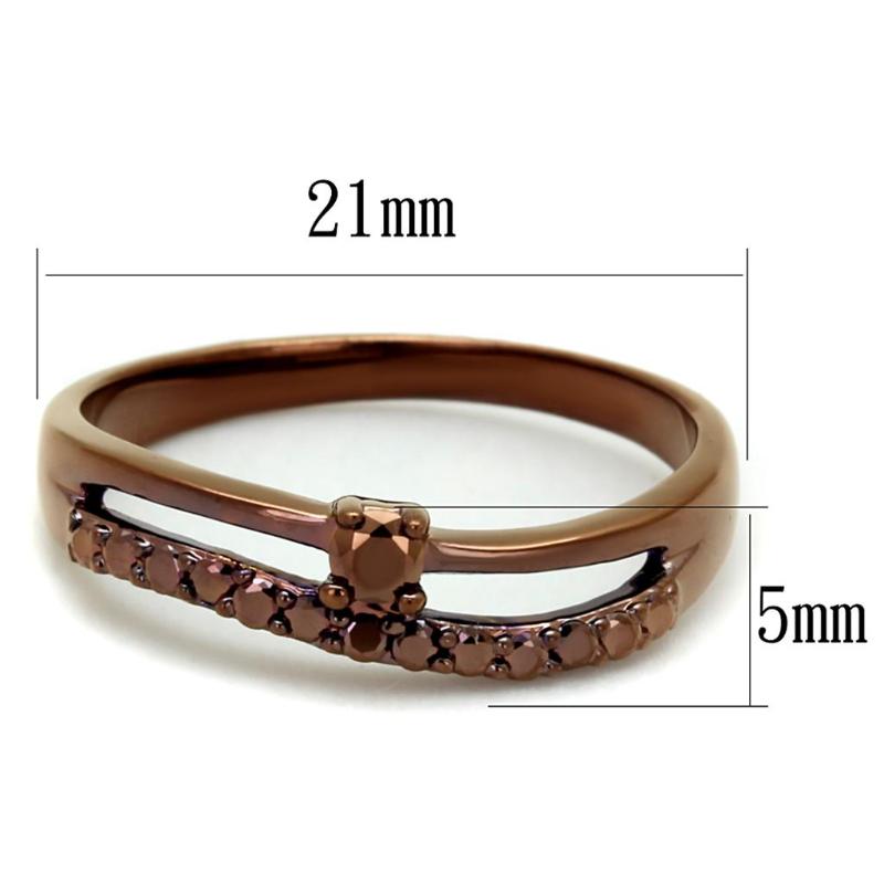 IP Coffee light Brass Ring with AAA Grade CZ in Light Coffee