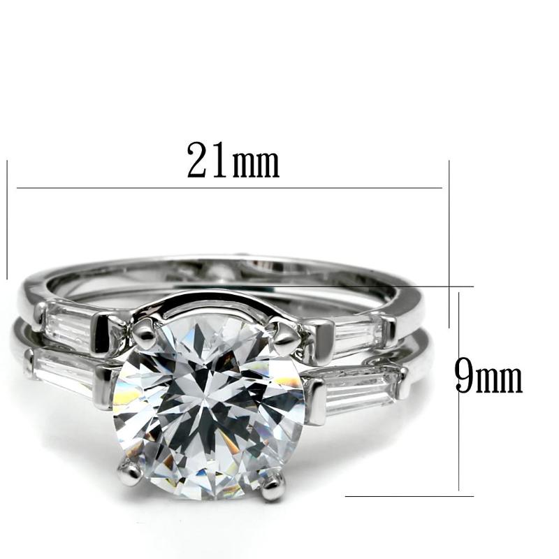 High polished (no plating) Stainless Steel Ring with AAA Grade CZ in Clear