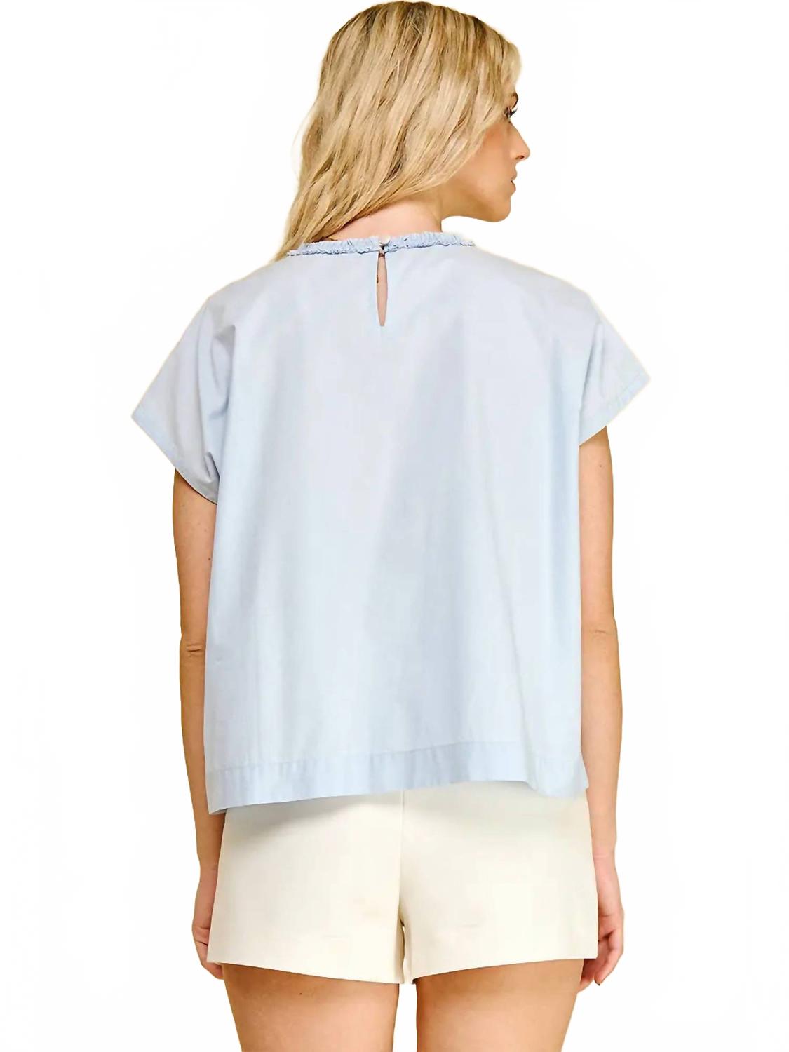 Floral Embroidered Detail Blouse In Blue
