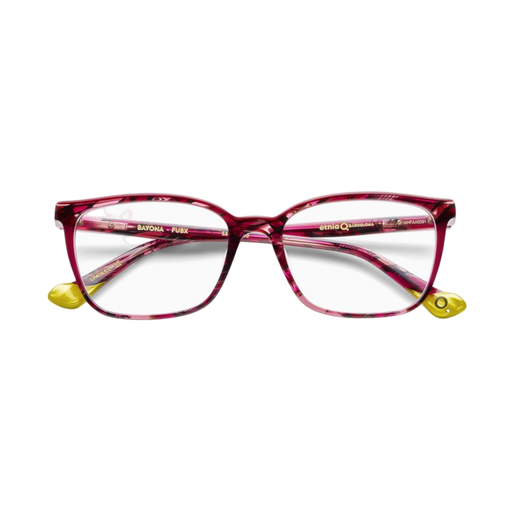 Bayona Translucent Deep Pink Acetate Eyeglasses with Heart-Shaped Temples