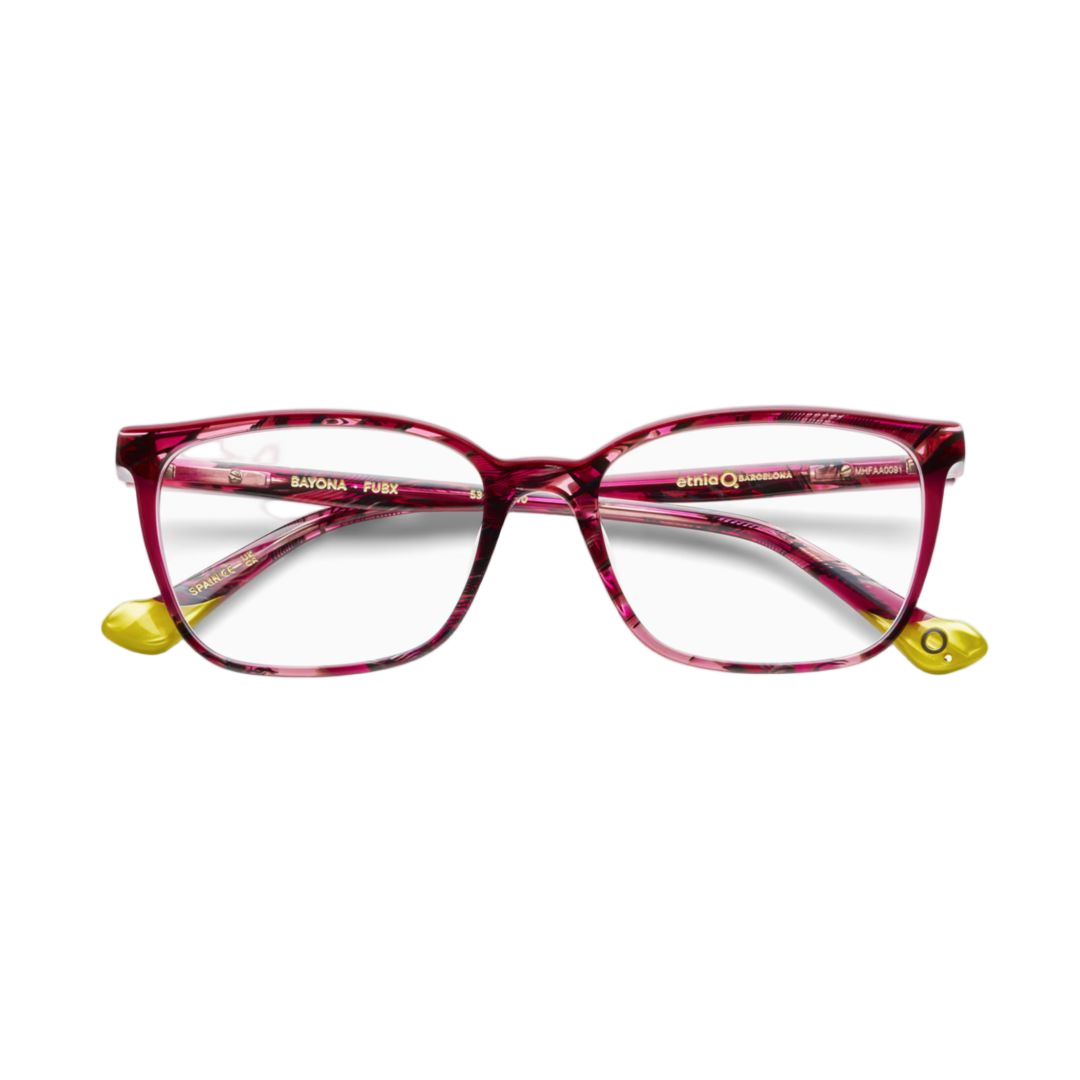 Bayona Translucent Deep Pink Acetate Eyeglasses with Heart-Shaped Temples