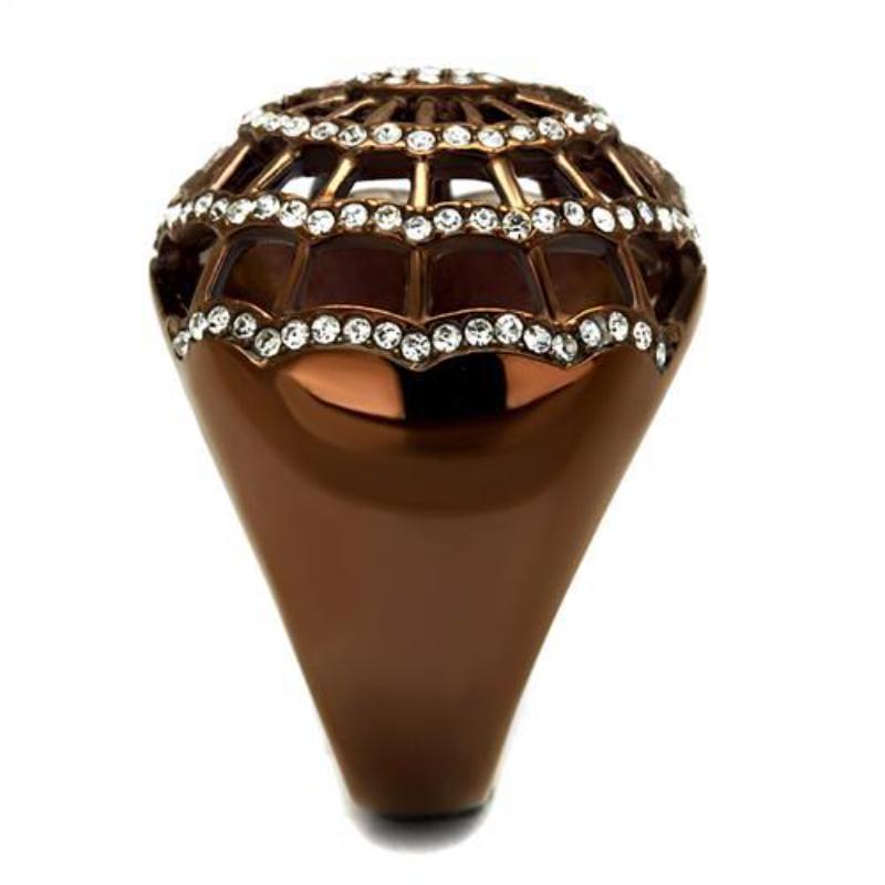 IP Coffee light Stainless Steel Ring with Top Grade Crystal in Clear