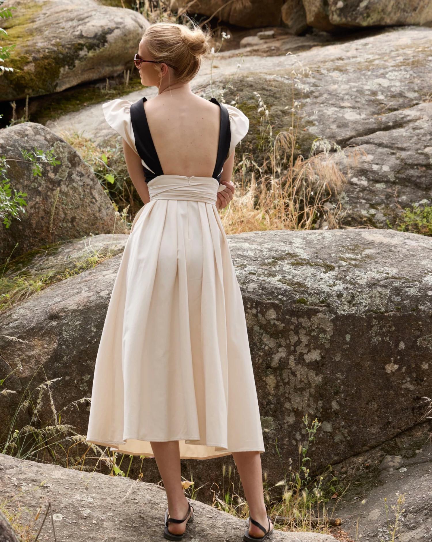Loreto Midi Dress In Beige