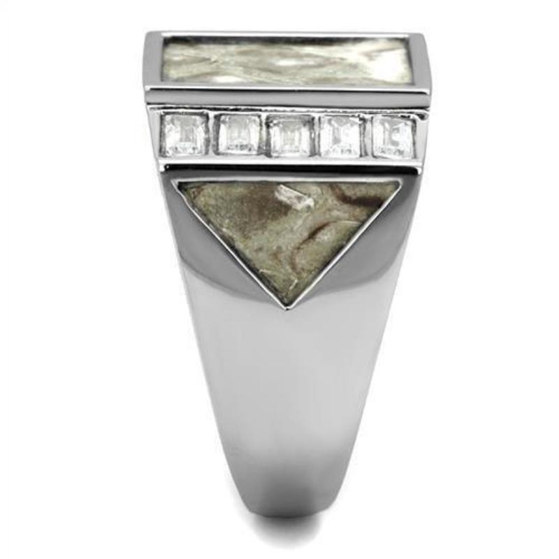 No Plating Stainless Steel Ring with AAA Grade CZ in Clear