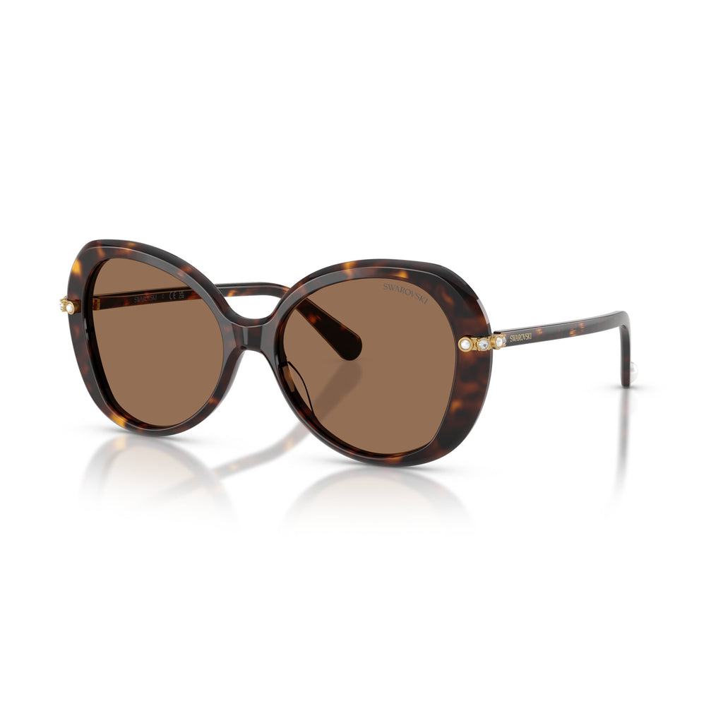 0Sk6059 Oversized Tortoiseshell Sunglasses with Crystal Accents