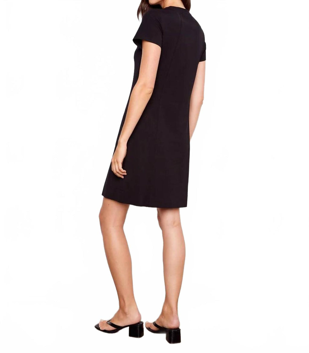 Knee-Length Short Sleeve Dress In Classic Black