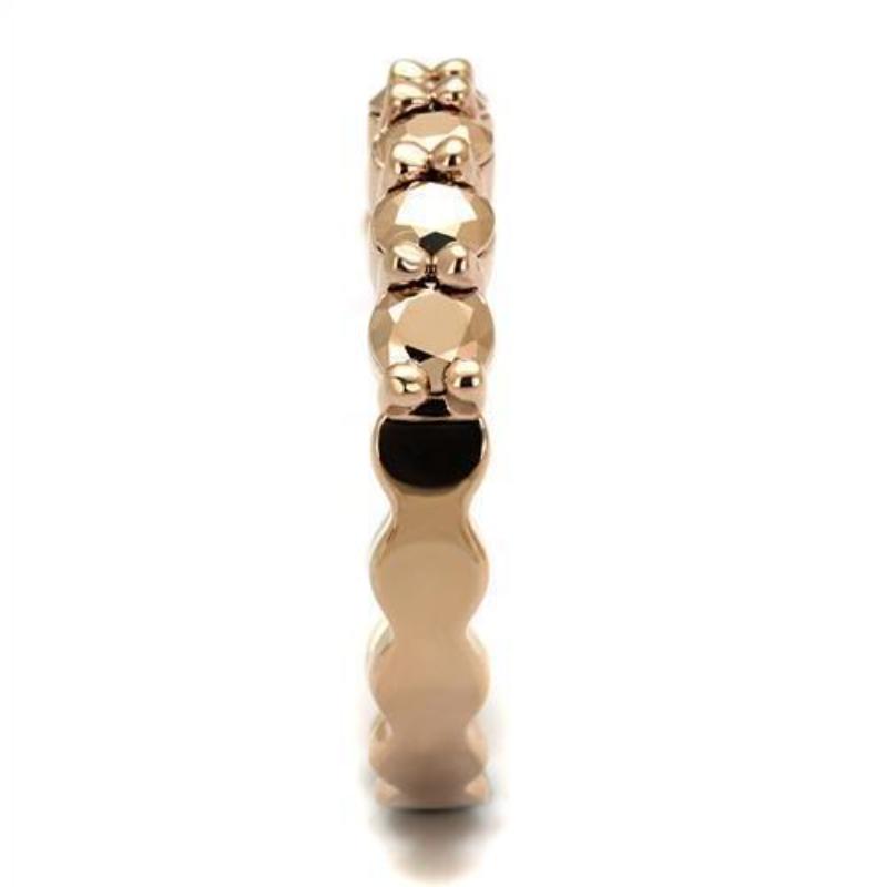 IP Rose Gold(Ion Plating) Brass Ring with AAA Grade CZ in Metallic Light Gold