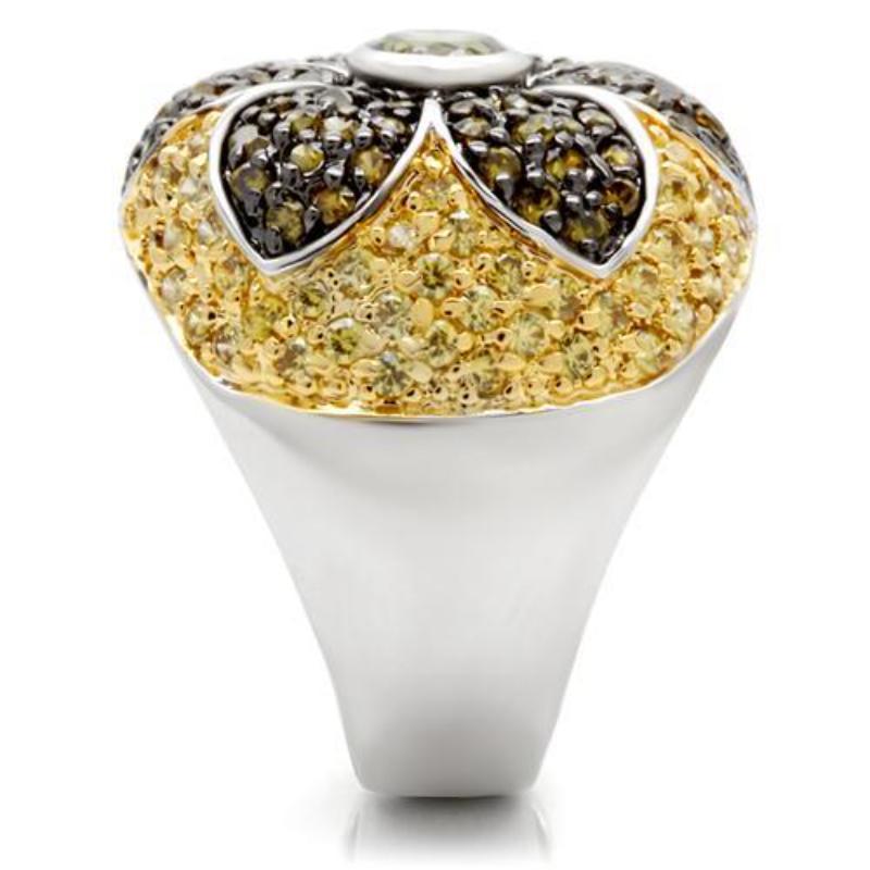 Rhodium+Gold+ Ruthenium Brass Ring with AAA Grade CZ in Multi Color