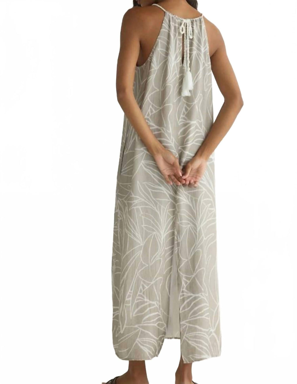 Halter Maxi Dress In Tropical Print