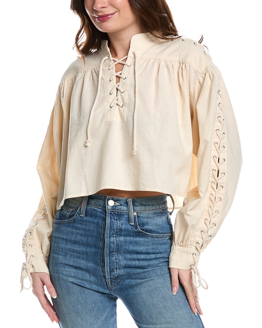 RE/DONE Pirate Linen-Blend Top