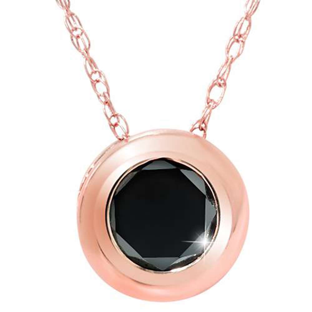 1/2ct Black Diamond 14K Rose Gold Solitaire Pendant