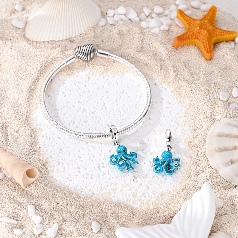 Blue Octopus Dangle Charm