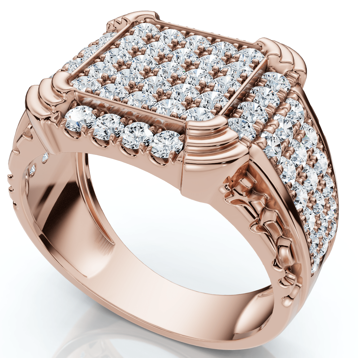 2Ct Men's Diamond Ring in 14k Gold Lab Grown