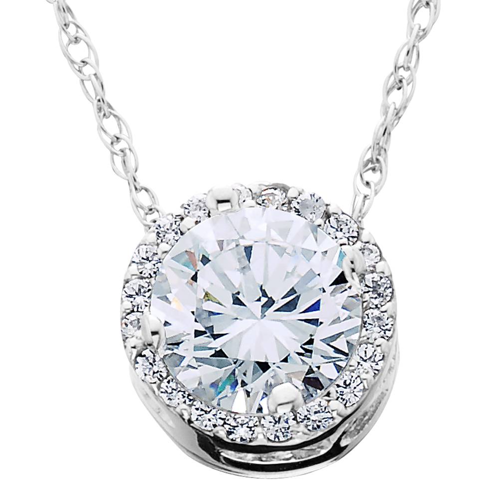 1/2ct Diamond Halo Pendant 14K White Gold Lab Grown