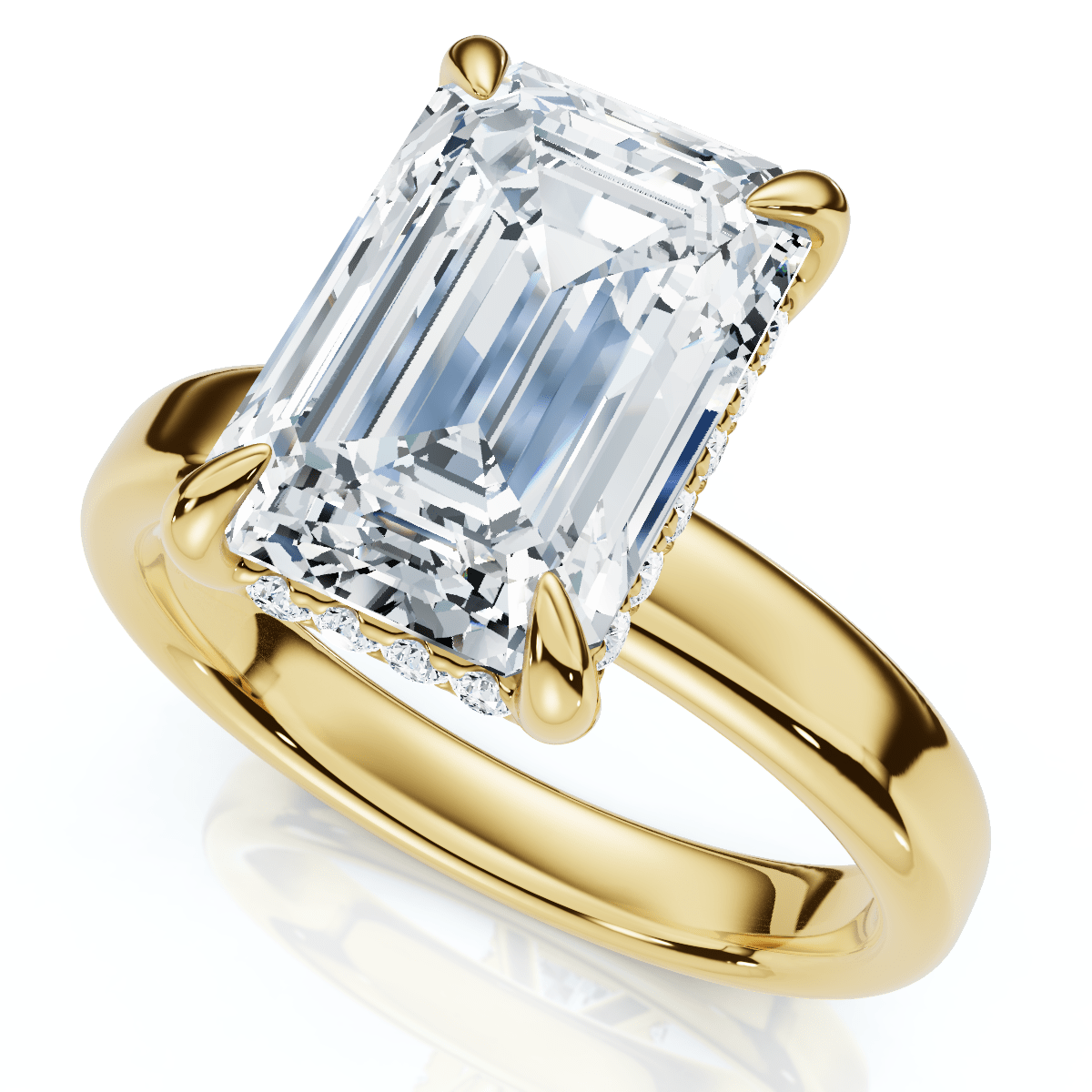 Certified 2.60Ct Emerald Cut Hidden Halo Diamond Engagement Ring Gold Lab Grown
