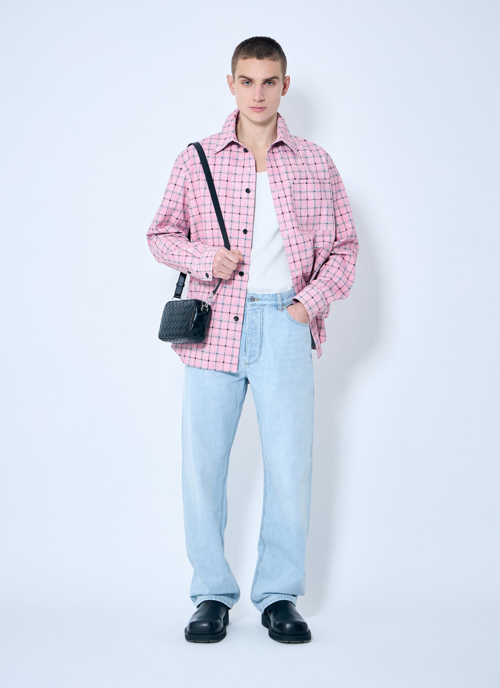 Bottega Veneta Men Extra Bleached Wide Leg Jeans