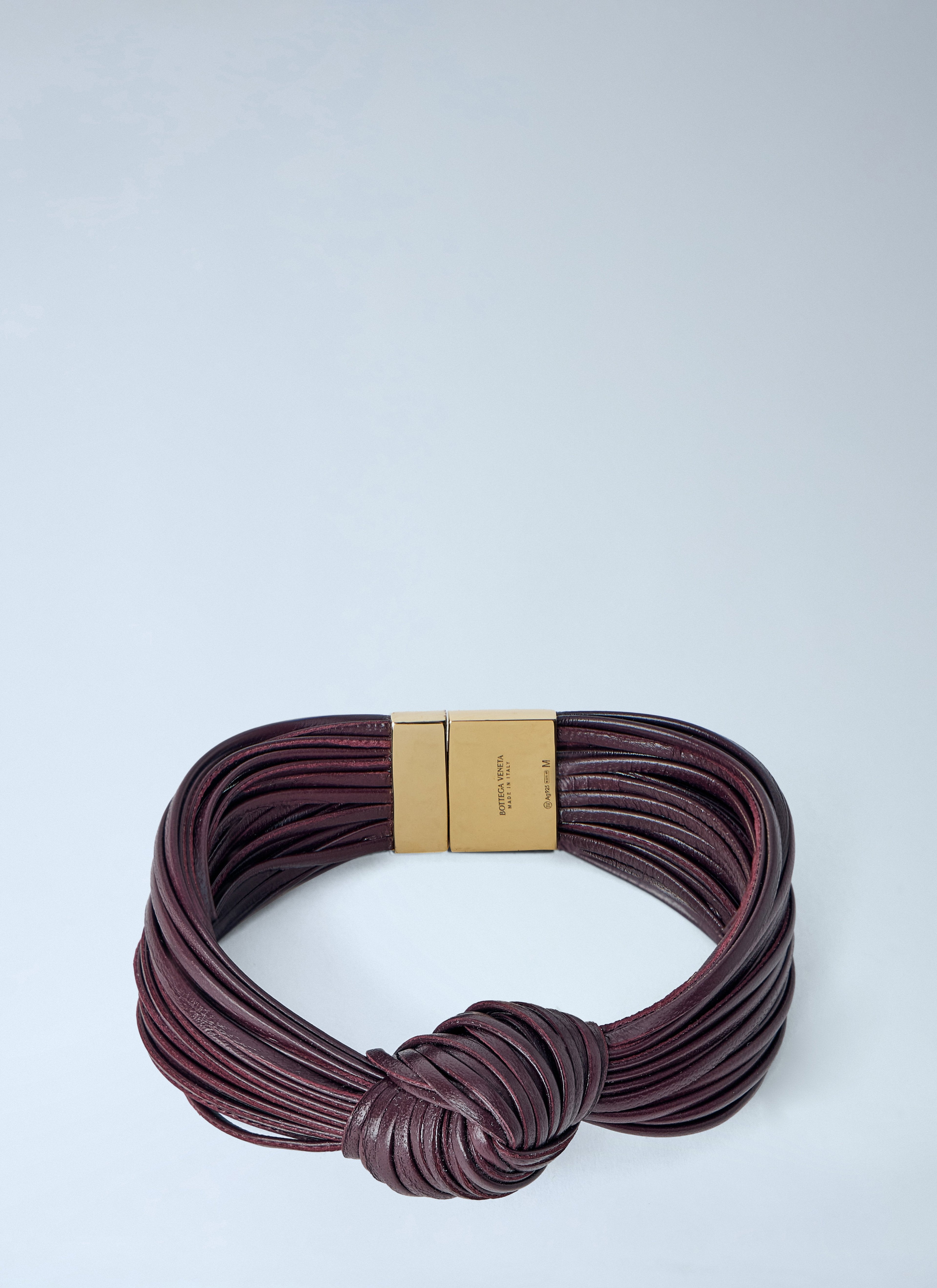 Bottega Veneta Women Interwoven Leather Bracelet With Gold-Tone Clasp