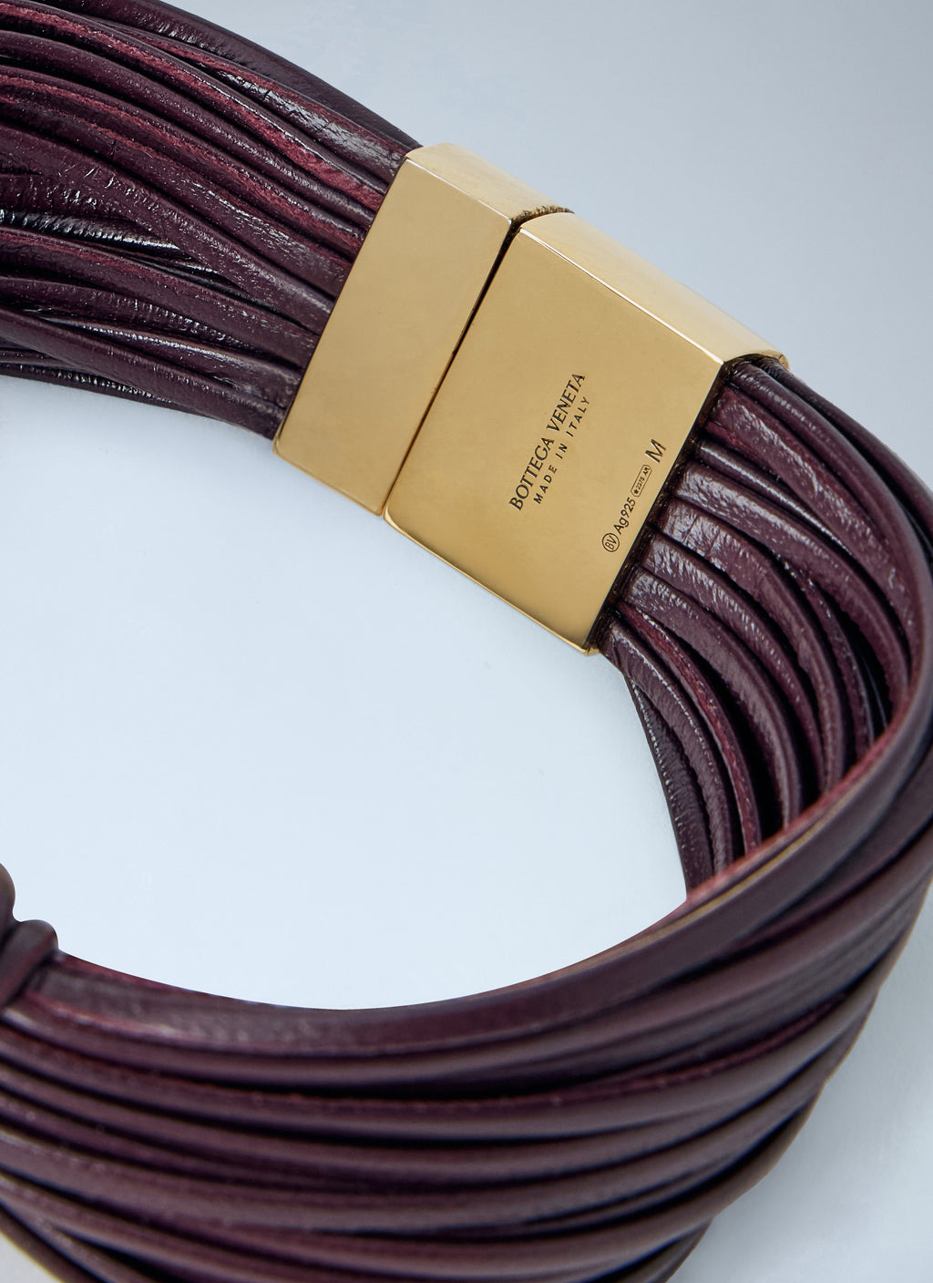 Bottega Veneta Women Interwoven Leather Bracelet With Gold-Tone Clasp