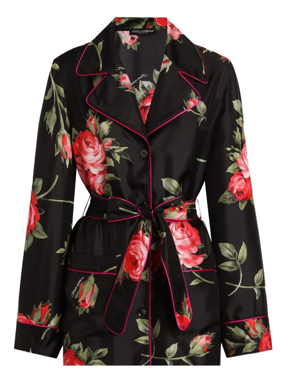 Dolce & Gabbana Women's- Silk Floral-Print Belted Shirt
