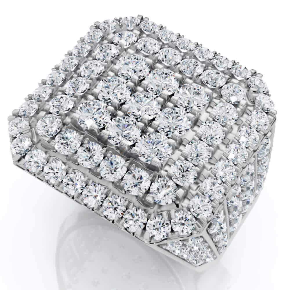 5Ct TW Men's Round Diamond Pave Ring Gold Lab Grown