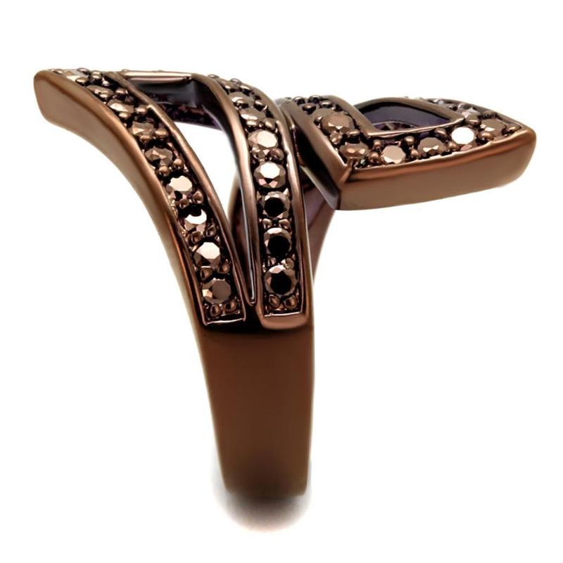 IP Coffee light Brass Ring with AAA Grade CZ in Light Coffee