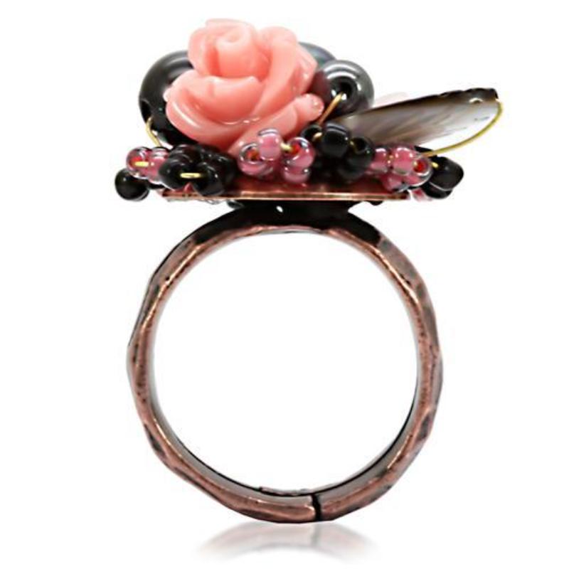 Antique Tone Brass Ring with Assorted in Multi Color