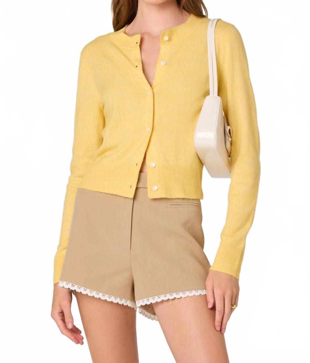 Mary Classic Button Front Cardigan In Yellow