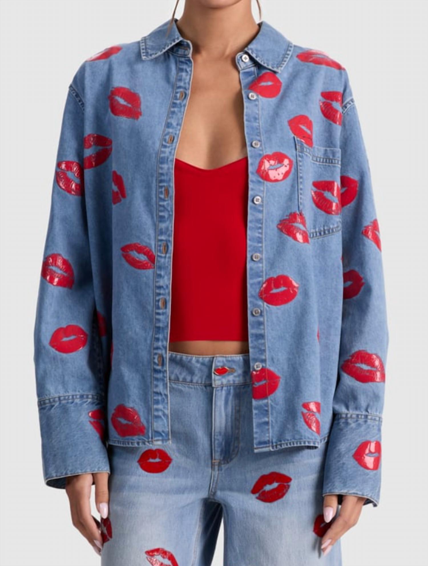 Finelly Oversized Shirt With Pocket In Denver Bright Blue
