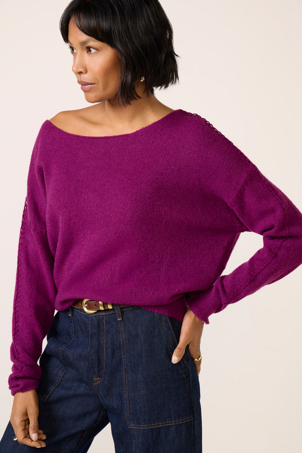 Women's Jessie Whipsitch Off Shoulder Sweater Top