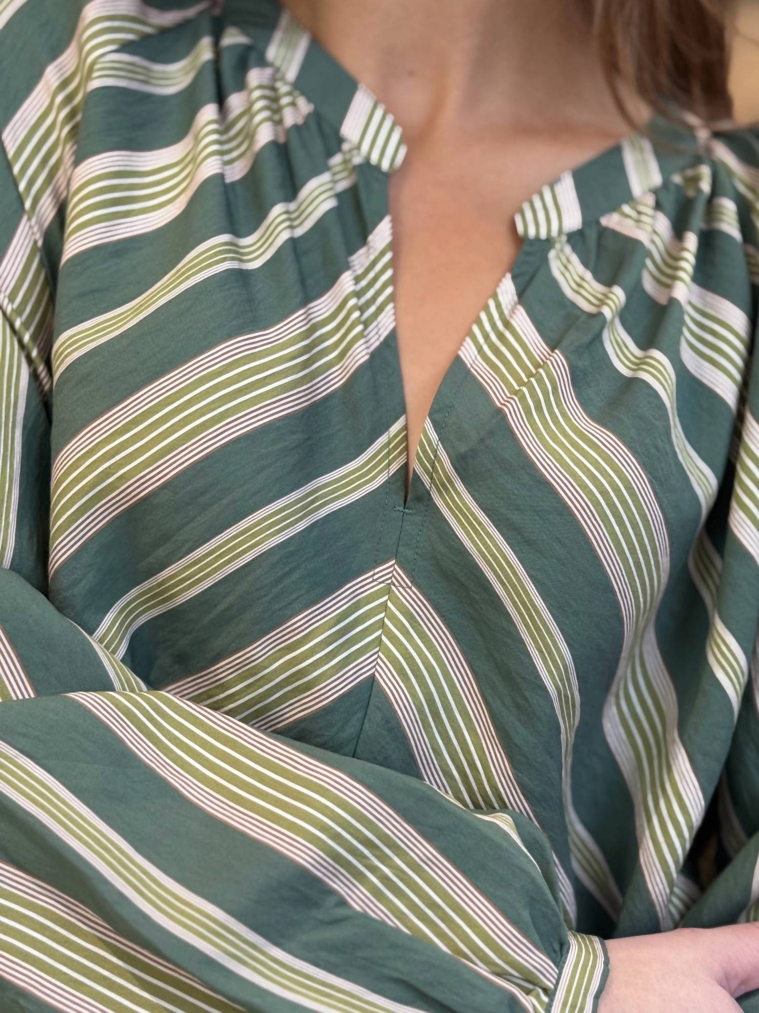 Julien Long Sleeve Top In Spruce Stripe