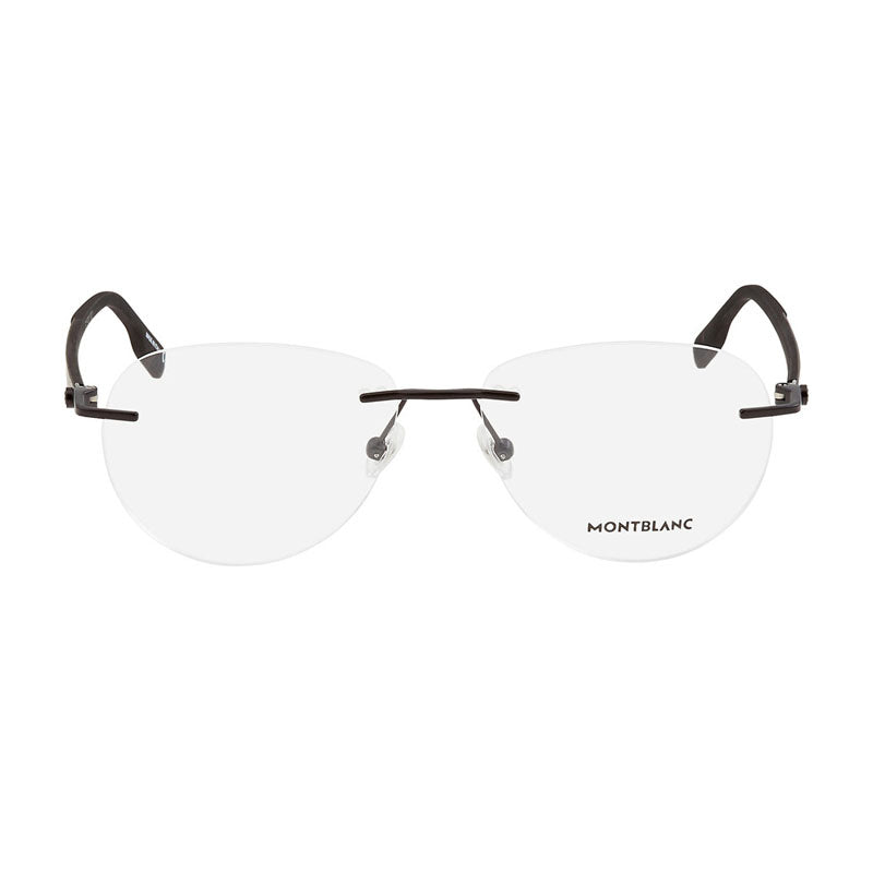Montblanc Eyeglasses Round Rimless, Black Frame And Clear Demo Lens Lens Mb0186O001