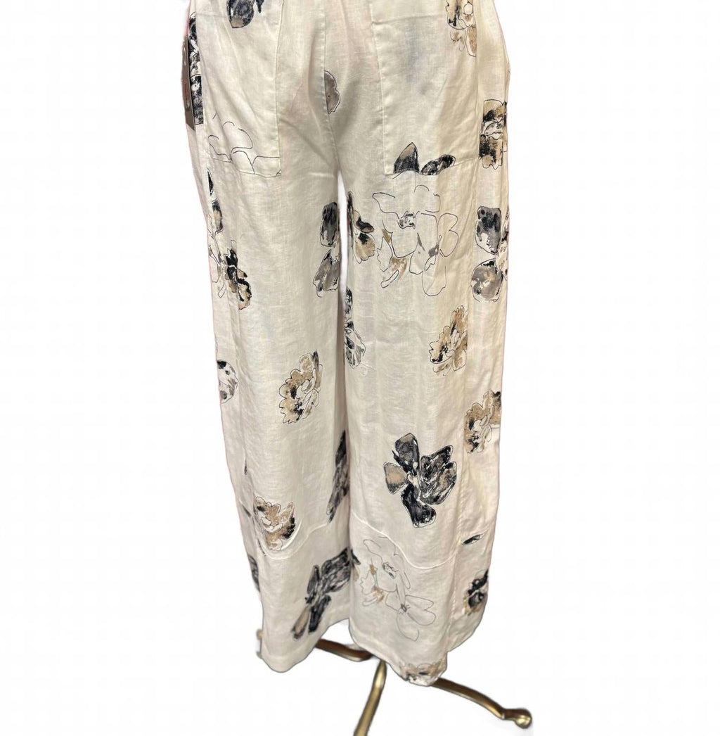 Women's Neutral Bloom Linen Crop Pants In Beige