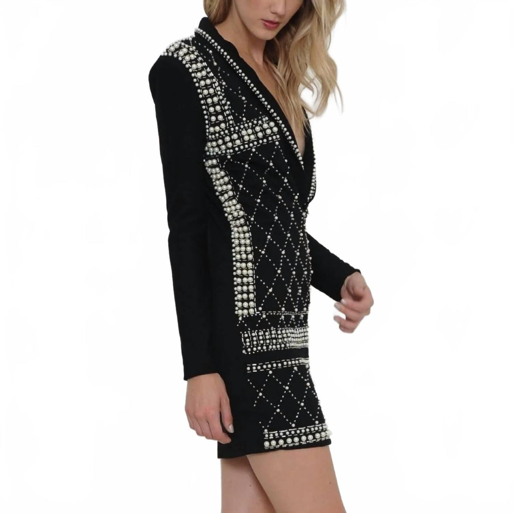 Pearl Tuxedo Dress In Black