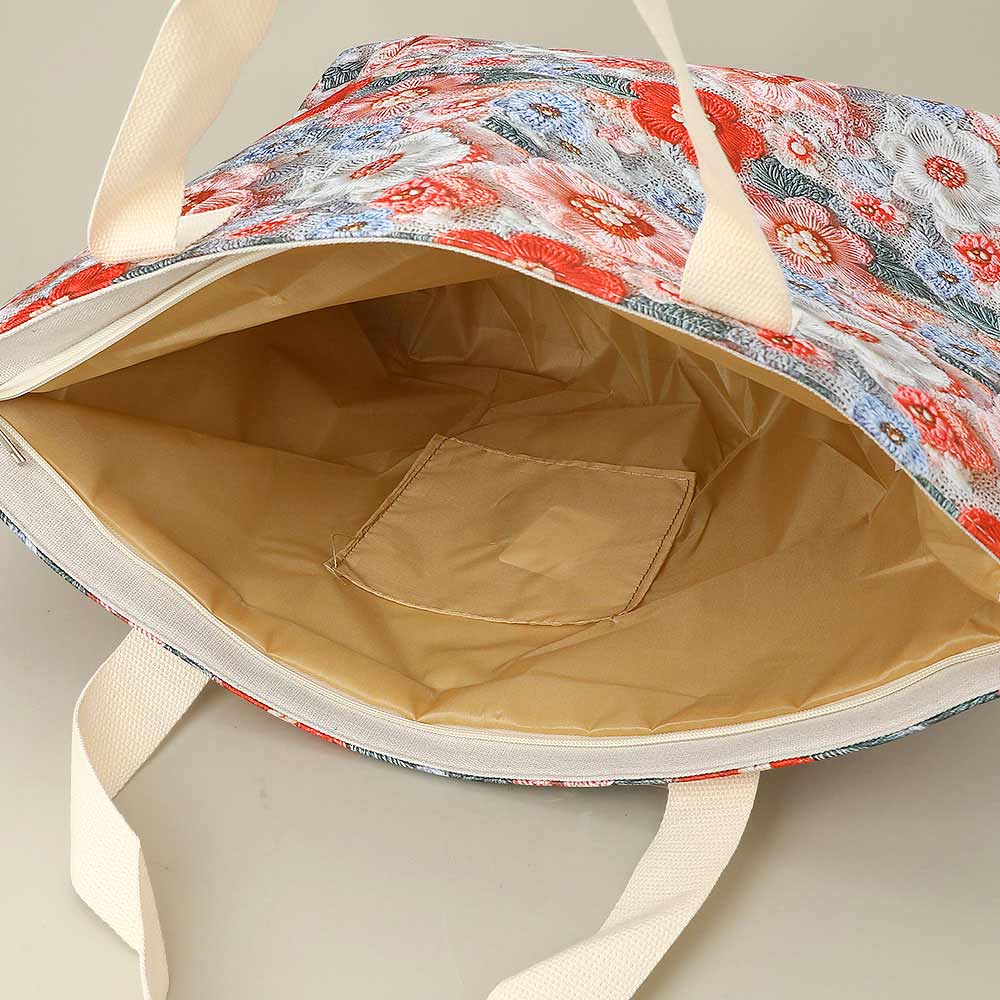 Floral Pattern Print Large Shoulder Tote Bag