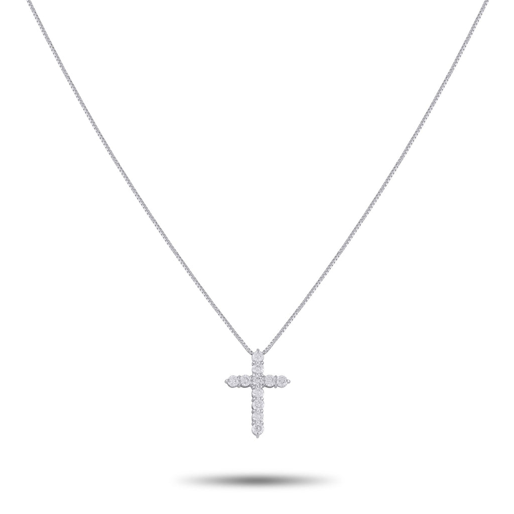 LB Exclusive Platinum 0.50ct Diamond Cross Pendant Necklace MF10-041026