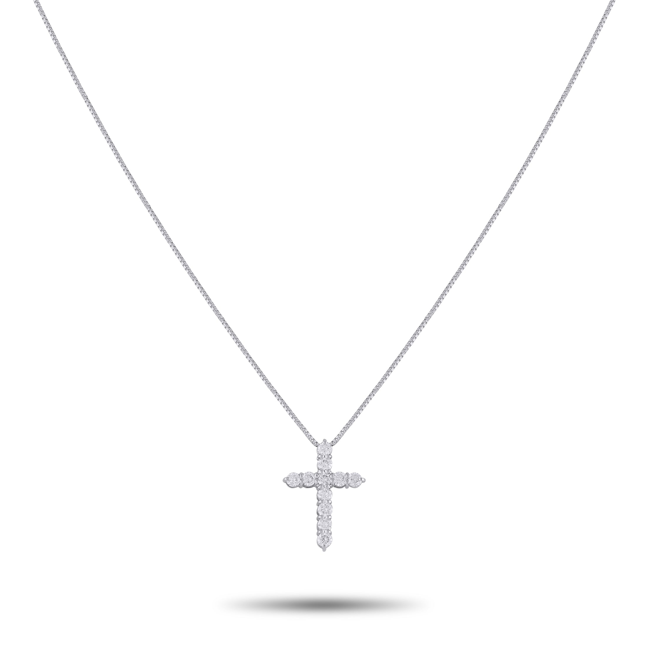 LB Exclusive Platinum 0.50ct Diamond Cross Pendant Necklace MF10-041026