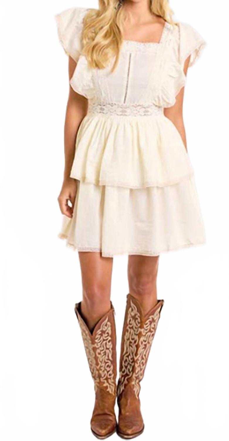 Women's Cowgirl Flutter Sleeve Mini Dress In Natural