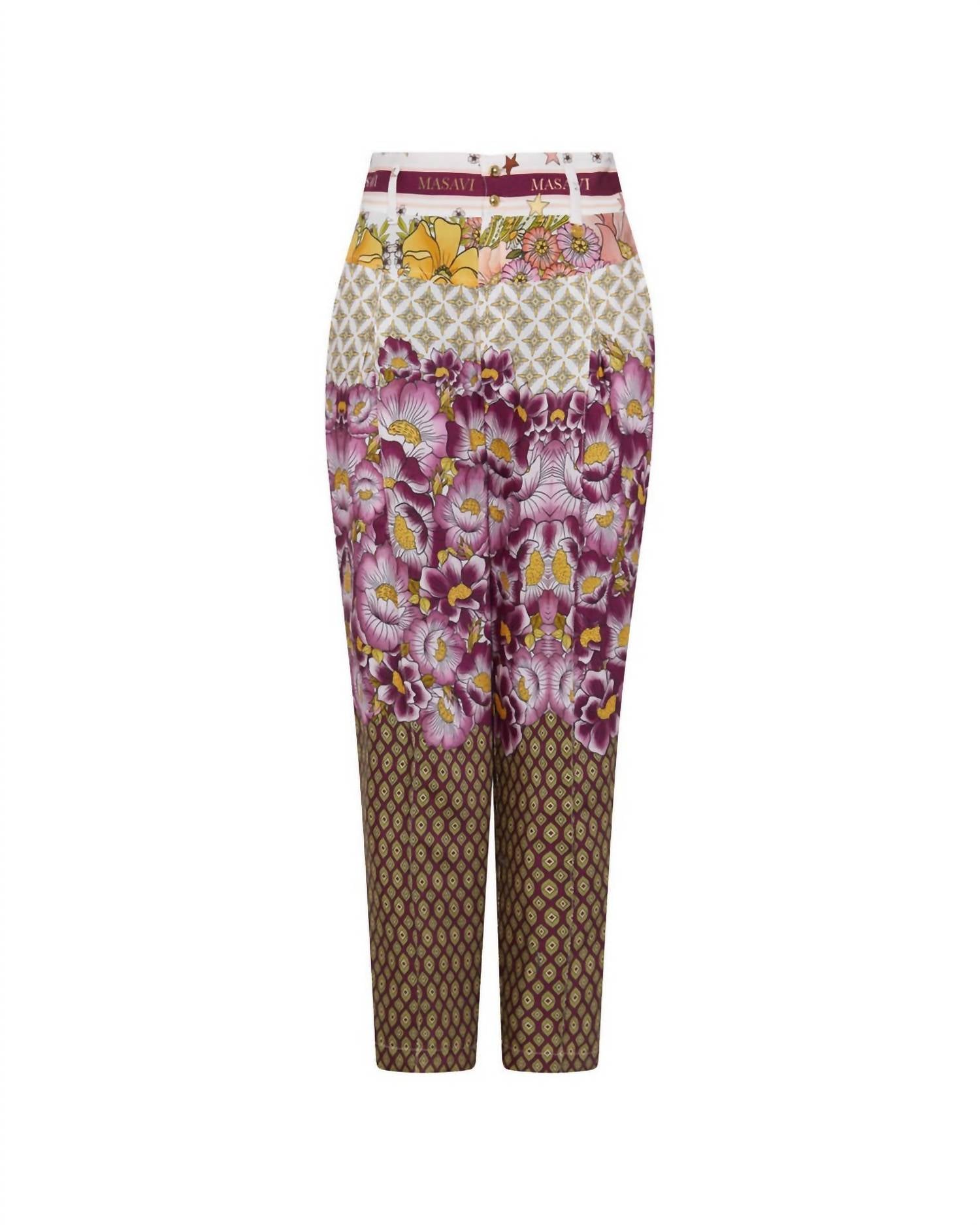 Women's Geo Printed Yoke Pant In Rose