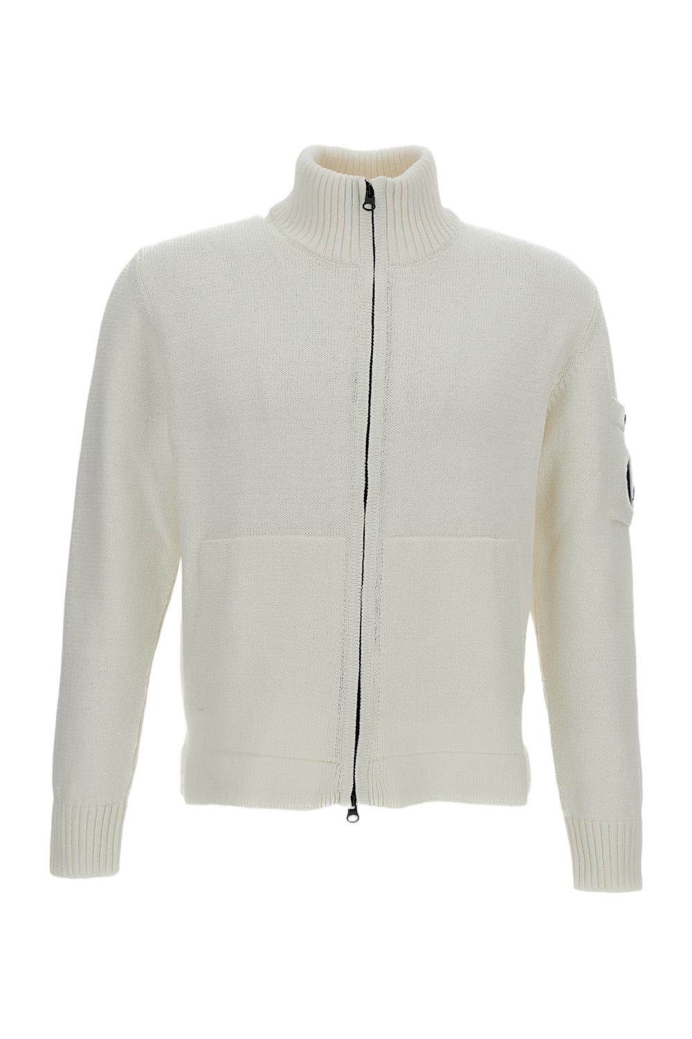 White Cotton Zipped Cardigan