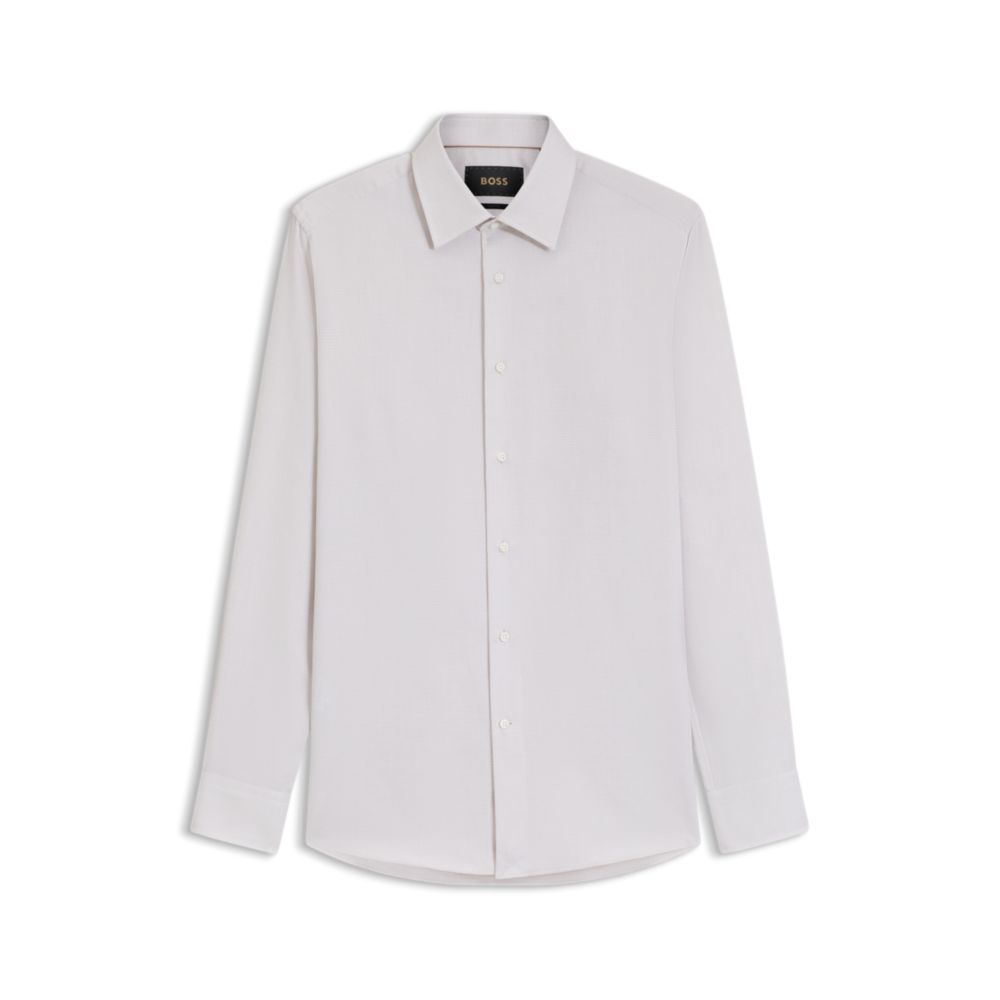 Slim-fit shirt in Italian-made structured cotton