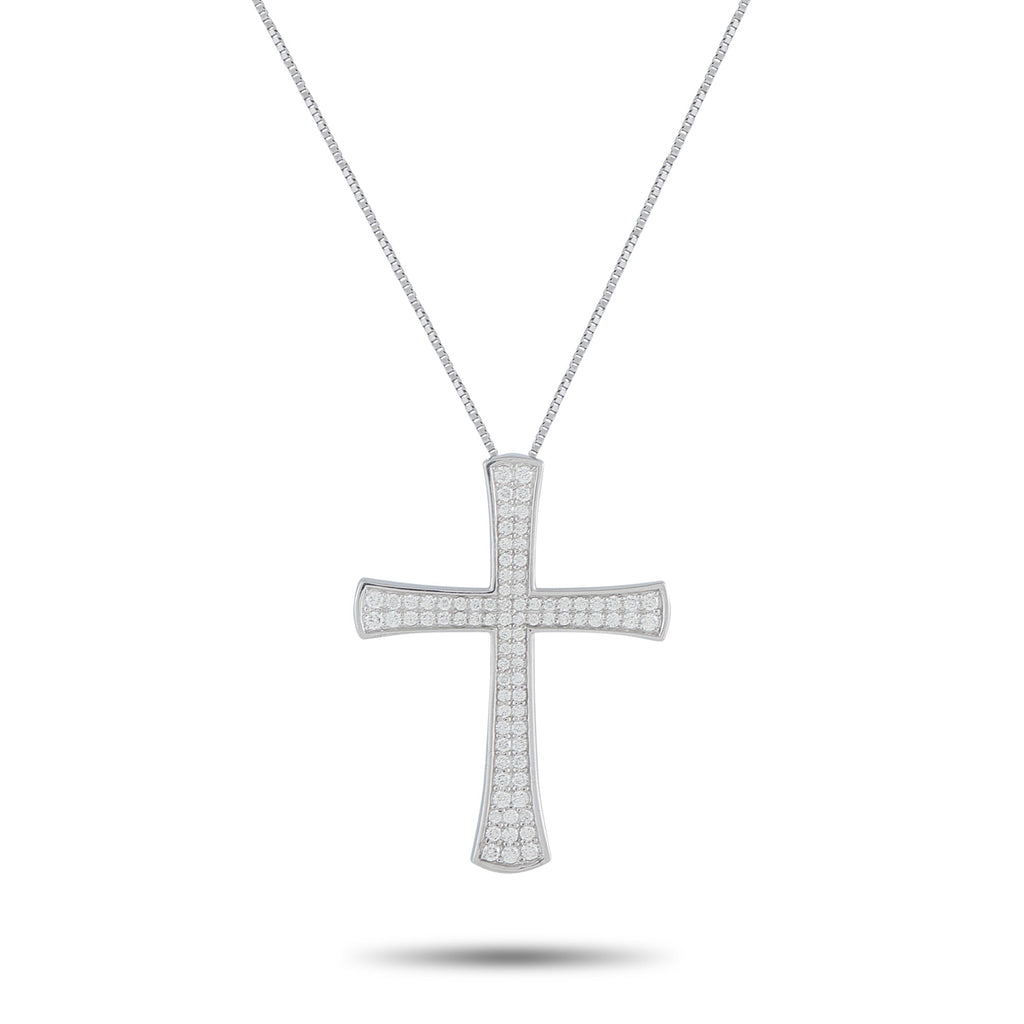 LB Exclusive Platinum 0.60ct Diamond Cross Pendant Necklace MF07-041026