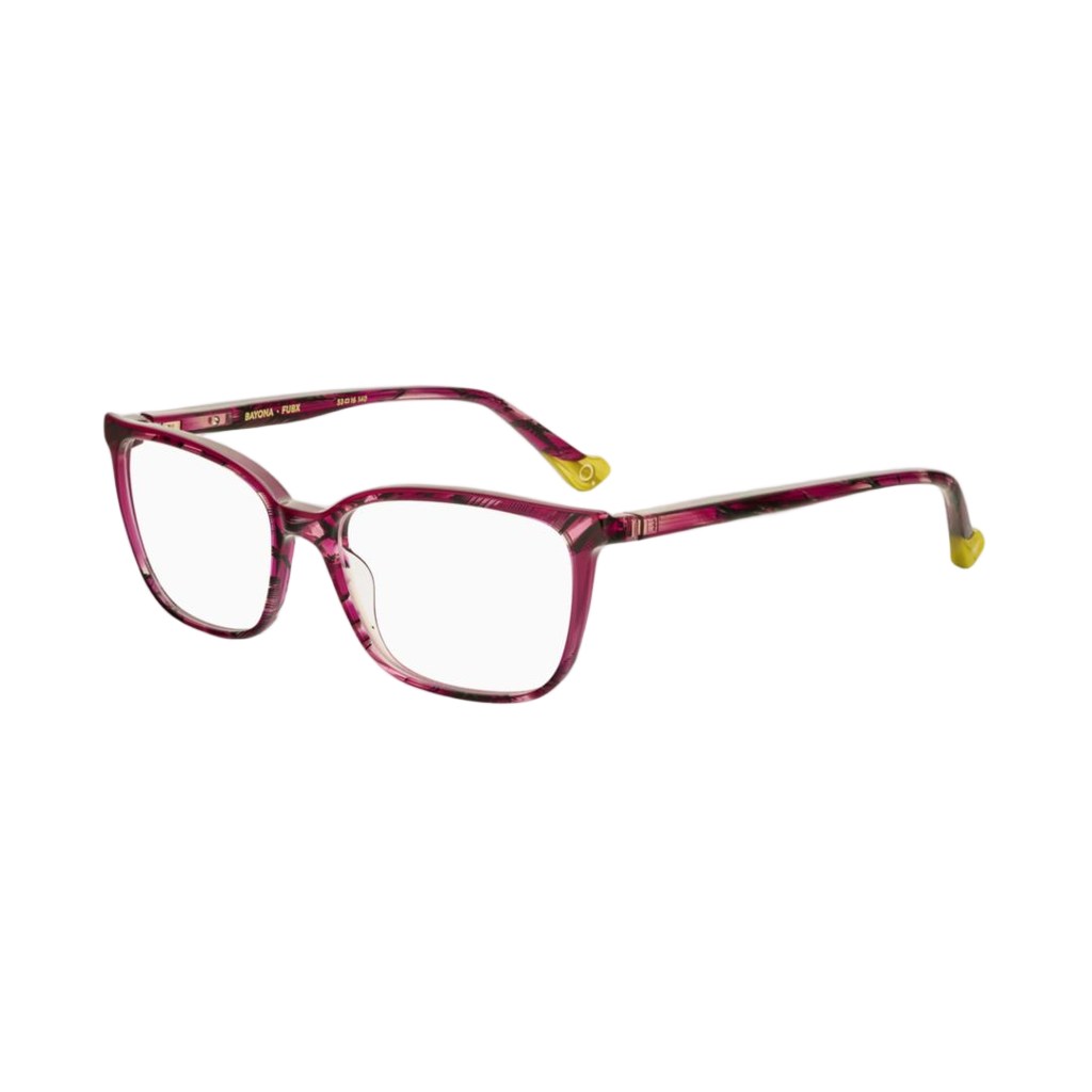 Bayona Translucent Deep Pink Acetate Eyeglasses with Heart-Shaped Temples
