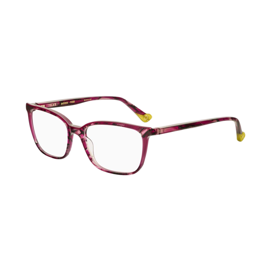 Bayona Translucent Deep Pink Acetate Eyeglasses with Heart-Shaped Temples