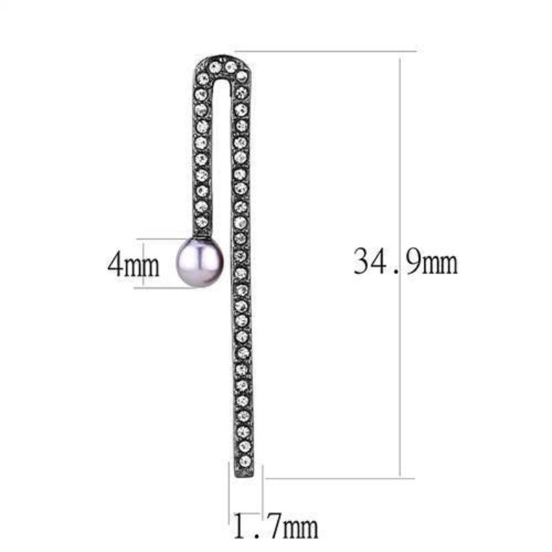 IP Light Black Stainless Steel Earrings with Synthetic Pearl in Light Amethyst