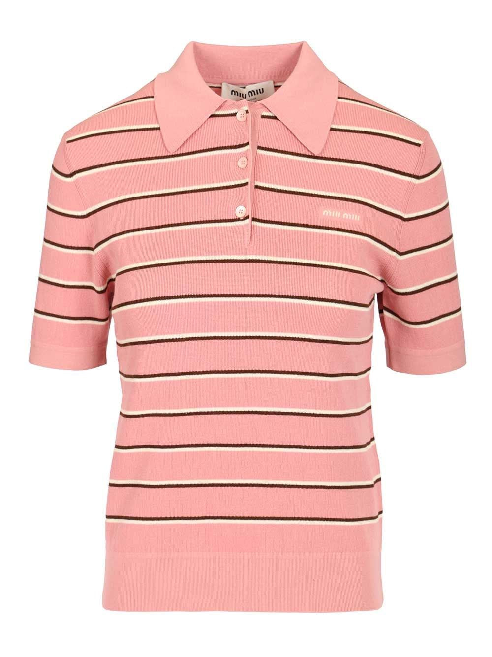 Miu Miu Women Striped Polo Shirt